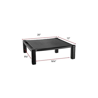 Kantek Extra Wide Single Level Height-Adjustable Monitor/Laptop Stand, 20-Inch Wide x 13.25-Inch Deep x 3 to 6.5-Inch High, Black (MS500) - style: Wide Single Level