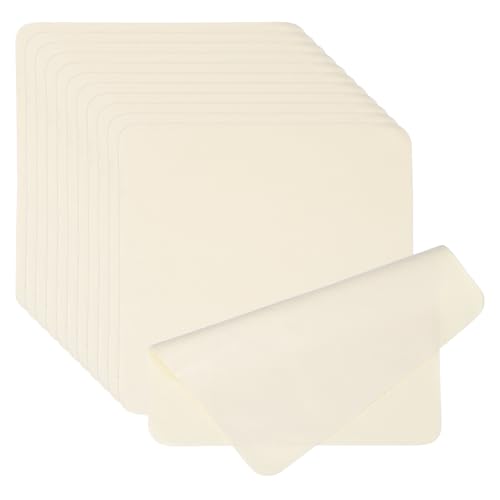 PATIKIL Glasses Cleaning Cloth 7.9" x 7.9", 12 Pcs Microfiber Eyeglasses Cleaner Cloths Soft Suede Wipe Screen for Camera Len Eyeglass Screens Phones Smart Devices, Beige - color: Beige, size: 7.9" x 7.9"