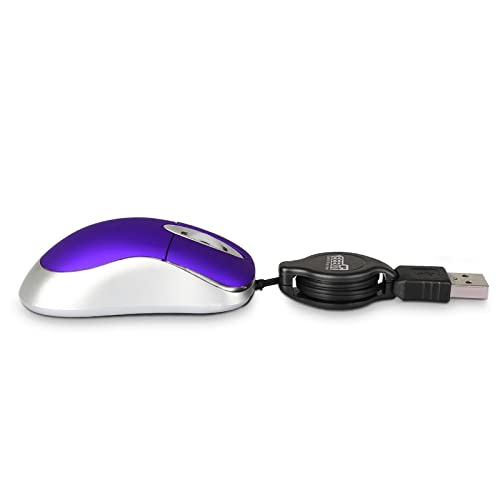 EEEKit 2 Pack Mini Retractable Cable USB Optical Mouse, Purple, Unisex - color: Purple