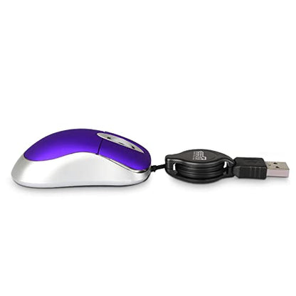 EEEKit 2 Pack Mini Retractable Cable USB Optical Mouse, Purple, Unisex - color: Purple