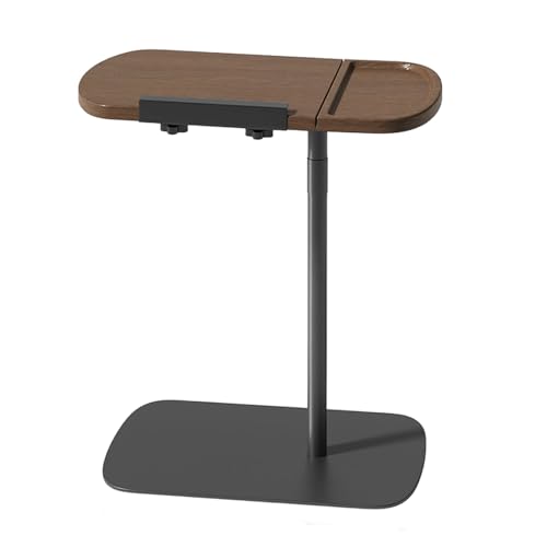Hospital Bed Tablet Holder Adjustable Height and Angle Sofa Side Table Space-Saving C-Shaped Overbed Table with Stop for Living Room, Bedroom, Hospital(Brown) - color: Brown