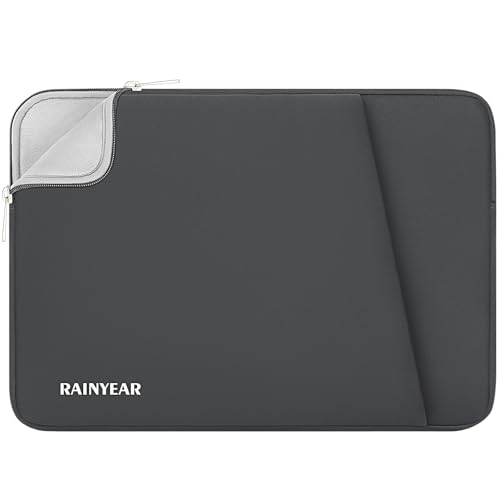 RAINYEAR Laptop Sleeve Case with Front Pocket, 13.3 Inch Protective Portable Case Briefcase Laptop Carrying Bag Cover Compatible with 13.3-14 Inch Laptop PC, 14 Inch MacBook Pro M5 M4 M3 M2 M1, Gray - color: Gray, size: 13.3-14 inch