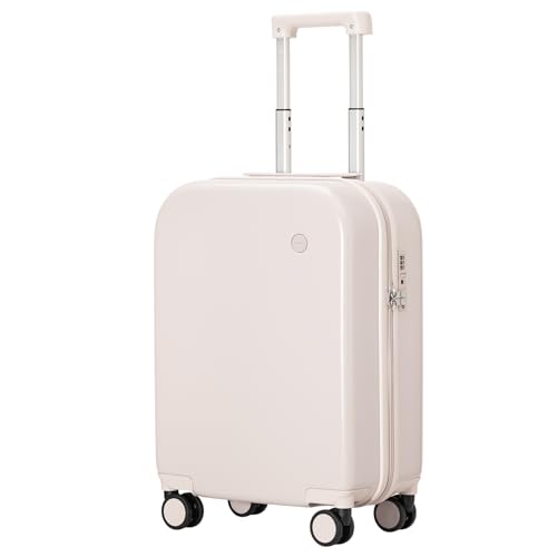 mixi Carry on Luggage, 20'' Suitcase Spinner Wheels Luggage Hardshell Lightweight Rolling Suitcases PC with Cover & TSA Lock for Business Travel, Off White（Slight Pink） - color: Off White(Slight Pink), size: 20in Carry on