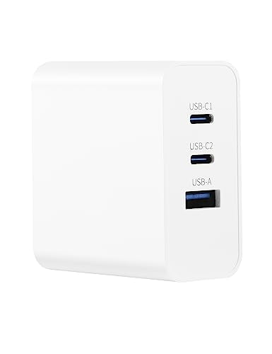 65W USB C Charger Block, 65W GaN 3-Port Fast Charging Block, Type C Fast Wall Charger, Compatible for All Laptop/MacBook/iPhone 14 Pro Max/14 Plus/13/iPad Pro/Switch/Galaxy S22/S21 - size: 65W