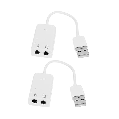 Mikikit 2pcs USB External Sound Card Adapter Practical Audio Converter for Laptop Desktop No Driver Needed Supports Headphones Microphones High Noise Reduction Compact Design