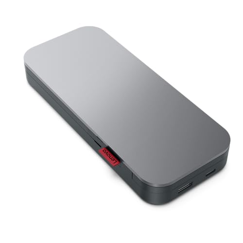 Lenovo Go USB-C Laptop Power Bank 20,000 mAh, 2xUSB-C, 1xUSB-A, <3h Recharging Time, Storm Grey