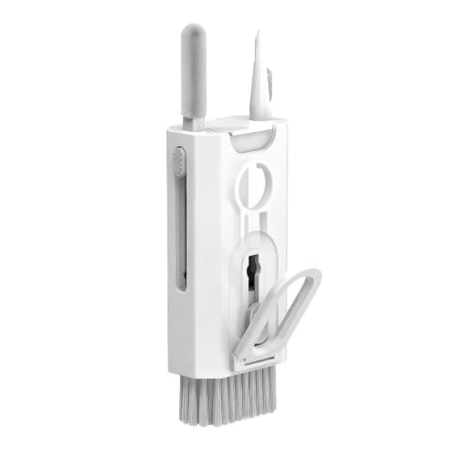 8-in-1 Electronics Cleaning Kit, Multifunctional Earphone Cleaning Pen with Soft Brush and Flocking Sponge for Wireless Earbuds Keyboard and Phone, White, 1 Pack - color: White