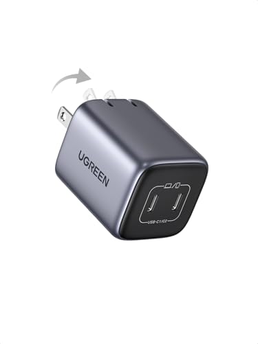 UGREEN 45W USB C Charger for iPhone 17, Nexode 2 Port GaN Foldable PPS Wall Charger Block Support Super Fast Charging 2.0 for Galaxy S26/S25 iPhone 17/16/15, iPad, MacBook Neo/Air, Black - color: Black