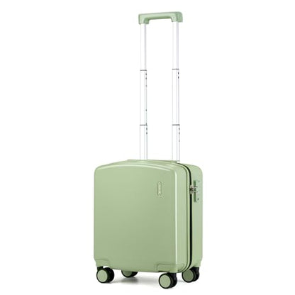Hanke 16 Inch Underseat Small Carry On Luggage, Hard Shell with TSA Lock | PC Hard Shell, 14" Padded Laptop Pocket, Multi-Compartment, 8 Spinner Wheels, Lightweight, Short Trip - color: Bamboo Green, size: 16 Inch