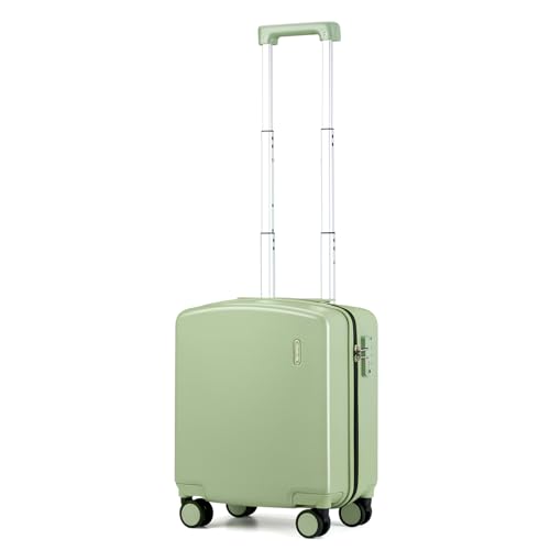 Hanke 16 Inch Underseat Small Carry On Luggage, Hard Shell with TSA Lock | PC Hard Shell, 14" Padded Laptop Pocket, Multi-Compartment, 8 Spinner Wheels, Lightweight, Short Trip - color: Bamboo Green, size: 16 Inch