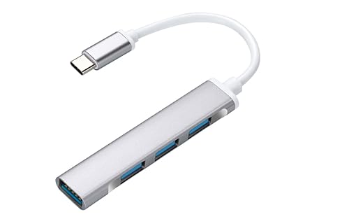 USB Hub 4-Port USB Hub Ultra-Slim Data USB Splitter Portable Aluminium Alloy Mini USB Hub Extensions Applicable for Laptop, MacBook, Mac Mini/Pro, Surface, Notebook PC (USB-C)