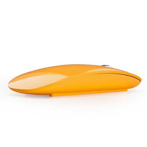 TENMOS M18 Bluetooth Mouse, USB C Rechargeable Wireless Mouse,Silent-Orange | Tri-Mode BT5.1/5.0+2.4G, Quiet Click, Portable, Battery Level Visible, USB Receiver,Type C Adapter, for Laptop/MacBook/iPad - color: orange