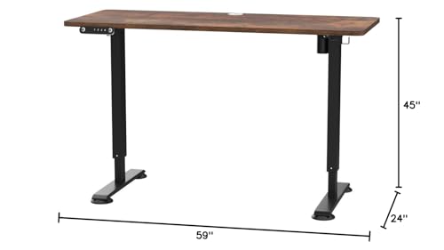 farexon Electric Standing Desk Adjustable Height, 63x24 Inches Computer Gaming Desk with Rolling Wheels, Mouse Pad,Multifunctional Stand up Desk for Home/Office(Brown) - color: Brown, size: 63 x 24''
