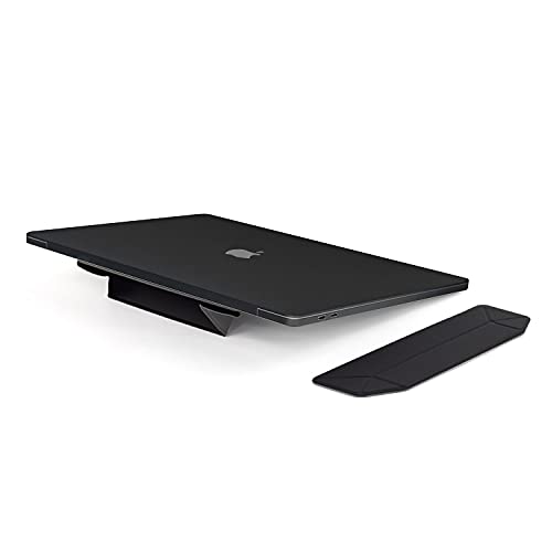 Mount Plus LS1 Flat Foldable Laptop Notebook Tablet Stand | Invisible Lightweight Laptop Stand | Anti-Slide and Portable Notebook Stand | Compatible with MacBook Air, Tablets and Laptops (Black) - color: Black