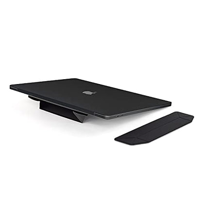 Mount Plus LS1 Flat Foldable Laptop Notebook Tablet Stand | Invisible Lightweight Laptop Stand | Anti-Slide and Portable Notebook Stand | Compatible with MacBook Air, Tablets and Laptops (Black) - color: Black