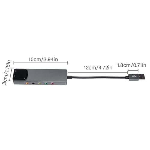 USB External Sound Card with SPDIF Digital Sound for 5.1 & 7.1 Surround Sound Systems, Aluminum Body - color: Gray