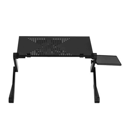 Portable Laptop Stand for Bed Lap Desk Lightweight Folding Bed Desk with Built-in Cooling Fans and Mouse Pad Tray 360-Degree Rotation Bed Table with Adjustable Height & Tilt for Bed, Table, Black