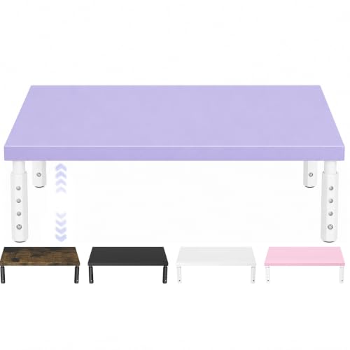 ECOLOVI Adjustable Wood Computer Monitor Stand Riser, Office Desk Organizer and Accessories for Monitor, Laptop, PC, Printer, Office Desk Accessories Workspace Organizer for Home Office Supplies, Purple - color: Purple, size: 1-Tier