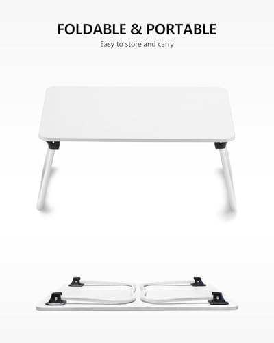 ZEAPTAC Laptop Bed Desk, Foldable Lap Desk, Portable Laptop Stand, Lightweight & Mini Table for Breakfast/Picnic/Drawing/Couch/Floor - White - color: White