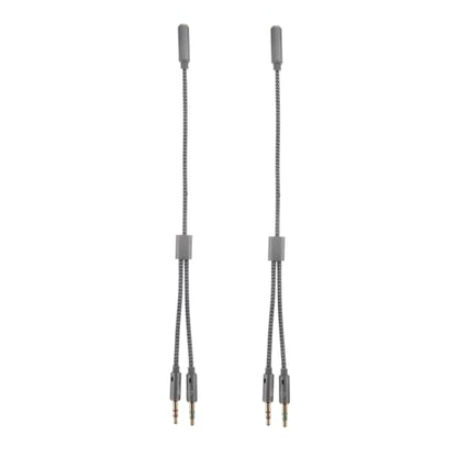 Vaguelly 2-Pack 3.5mm Headset Splitter Cable for Laptop and Mobile Dual Function Microphone and Audio Adaptor for Headphones Compatible TRRS Devices Grey