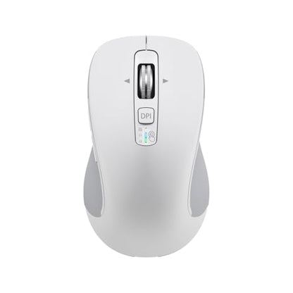CITLLA Wireless Bluetooth Mouse (USB + BT1 + BT2), Full Size, 4-Way Scrolling, Multi-Device Silent Mouse for Computer, Laptop, iPad, MacBook (White) - color: White