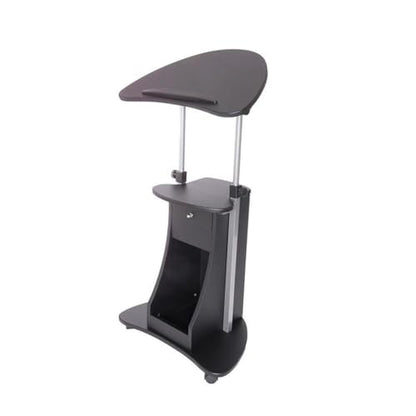 Scranton & Co Sit-to-Stand Rolling Laptop Cart, Adjustable Height 31.5-45.5 in, Black MDF and Steel with Storage Compartments, Tilting Panel, Locking Casters, Mobile Office or Classroom Desk