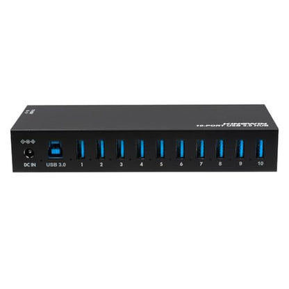Kingwin Industrial USB 3.0 Hub 10-Port, Heavy-Duty Metal Mountable USB Hub with Power Adapter, 5Gbps SuperSpeed Powered USB Splitter for PC, Laptop, Mac, POS Systems & Factory Automation - size: USB 10-PORT