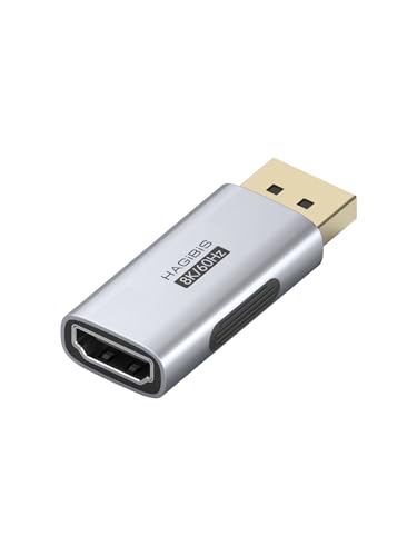 Hagibis DisplayPort to HDMI Adapter, 8K@60Hz 4K@240Hz 2K@360Hz DP Male to HDMI Female Connector Converter for Laptop, PS5, XR/AR Glasses, Portable Monitor (ZJTN10) - color: ZJTN10