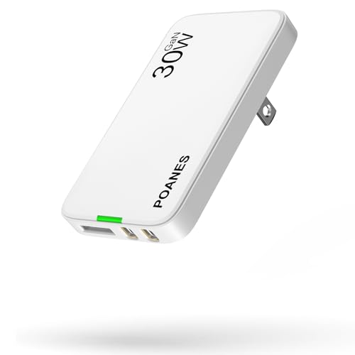 Flat USB C Wall Charger, Flat USB Wall Charger with USB C and A Ports, Super Thin USB Wall Plug for IPad Pro/Tablets, iPhone 15/14/13/12 and Galaxy S23,S22 etc (White-30W) - color: White, size: 30W