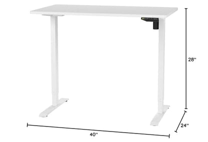 FLEXISPOT EN2 40"x24" Whole-Piece Standing Desk with Power Strip, White | Whole-Piece Desktop, Easy-Access Clamp Power Strip, Organized Cable Management, Modern Home Office Setup - color: White Top + White Frame, size: 40x24"