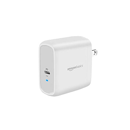 Amazon Basics 65W One-Port GaN USB-C Wall Charger with Power Delivery PD, Foldable Plug, Portable, Fast Charging for Laptops, Tablets & Phones, Non-PPS, White - color: White, style: 65W (1 USB-C)