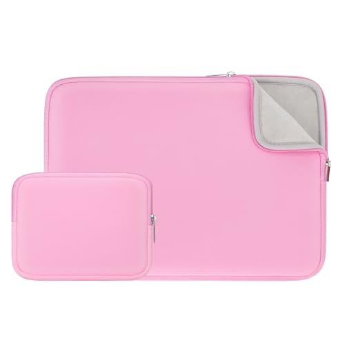 RAINYEAR 14 Inch Laptop Sleeve Carrying Case with Accessories Pouch, Pink | Protective Soft Fluffy Lining Portable Carrying Bag Compatible with 14 Inch Notebook Computer Chromebook - color: Pink(upgraded Version), size: 14"