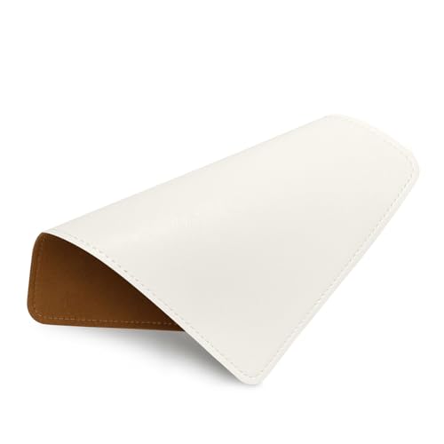 Mouse Pad, PU Mouse Pad，Leather Mouse Pad with Stitched Edge Micro-Fiber Base with Non-Slip Waterproof，Mouse Pad for Computers，Laptop, 8x11Inch (Lily White) - color: Lily white, size: 8L x 11W inches