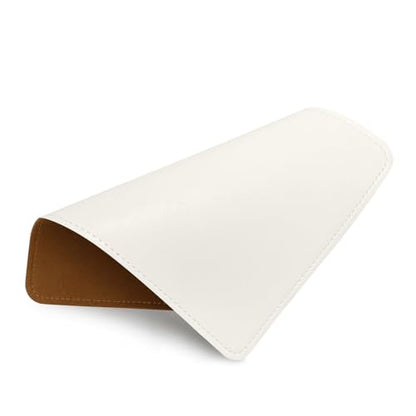 Mouse Pad, PU Mouse Pad，Leather Mouse Pad with Stitched Edge Micro-Fiber Base with Non-Slip Waterproof，Mouse Pad for Computers，Laptop, 8x11Inch (Lily White) - color: Lily white, size: 8L x 11W inches
