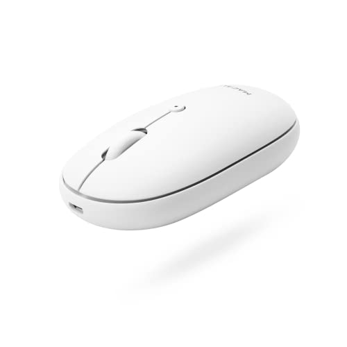 Macally Wireless Bluetooth Mouse - Strong Connection - Quiet Wireless Mouse for MacBook Air/Pro, Mac, iMac, Apple iPad - Computer Mouse for Laptop, Windows PC Desktop - White - color: White
