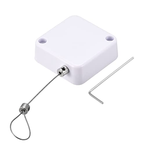 MECCANIXITY Retractable Cable Lock with Self-Adhesive, Remote Control Security Lock Anti-Lost Rope Hardware Cable Lock 200g Tensile Force White - color: White