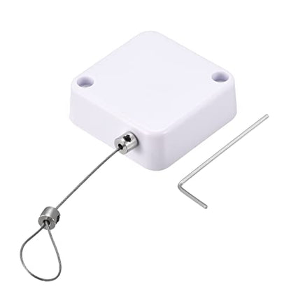 MECCANIXITY Retractable Cable Lock with Self-Adhesive, Remote Control Security Lock Anti-Lost Rope Hardware Cable Lock 200g Tensile Force White - color: White