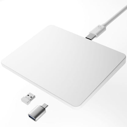 MICROPACK Digitally Yours Bluetooth / 2.4G USB/Wired Touchpad Mouse Tri-Mode Wireless Trackpad Rechargeable for PC Laptop Desktop Tablet, Compatible with Windows macOS iPadOS (White) - color: White