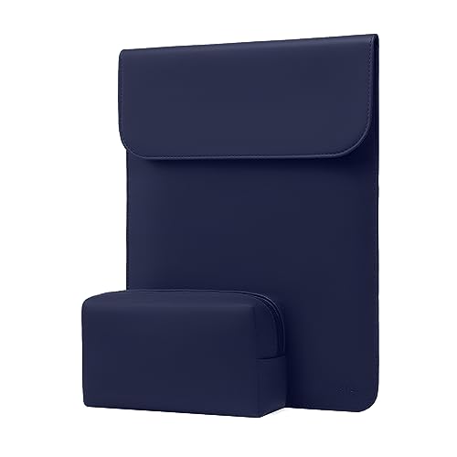 MOSISO Laptop Case 13.3 inch, 13-13.3 inch Laptop Sleeve Compatible with MacBook Neo 13 A18 Pro A3404 /Air 13/Pro 13/Pro 14 M5 M4 M3 M2 M1, Faux Suede Leather Case with Small Bag, Navy Blue - color: Navy Blue
