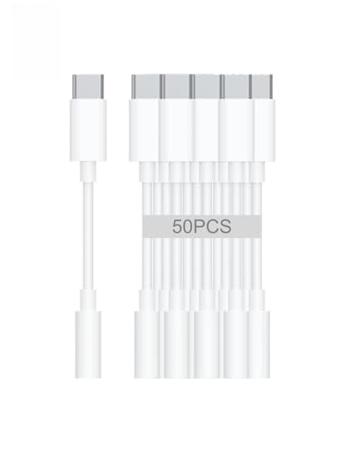 USB-C to 3.5mm Audio Headphone Adapter - HiFi 50 Pack Compatible with Apple iPhone 17 16 15 Samsung Galaxy S25 S24 S23 S22 S21 Plus Pro Max Ultra Pixel iPad - Type C to Aux Cord Jack Dongle Adapter - size: 50Pack*USB-C