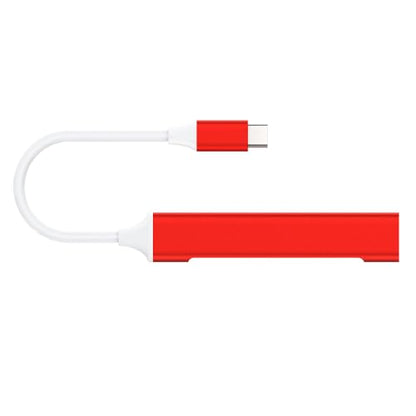 Mac USB C Adapter - Type C USB Adapter Hub with 4 Ports: 1 USB 3.0 + 3 USB 2.0, Ultra-Slim Aluminum Design, 5Gbps Transfer, Adapter for Mac USB C, Type C USB Hub (Red)