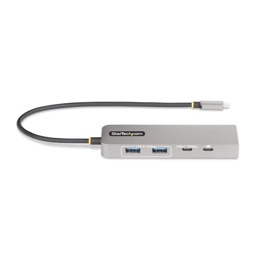 StarTech 3-Port USB-C Hub, 10Gbps, with 2.5GbE and 100W PD Pass-Through | 2.5Gbps Ethernet, Attached 1ft 30cm TPE cable, Portable, Wake-on-LAN RJ45, MAC address cloning, For MacBook iPad