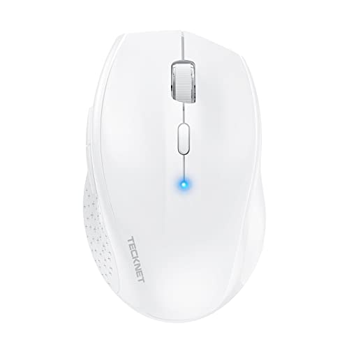 TECKNET Bluetooth Mouse, Wireless 6 Buttons 2-Yr Battery, White | BT 5.0/3.0, 6-Level DPI to 4800, Wide OS Compatible, Ergonomic for M/L Hands, Extended Battery - color: White