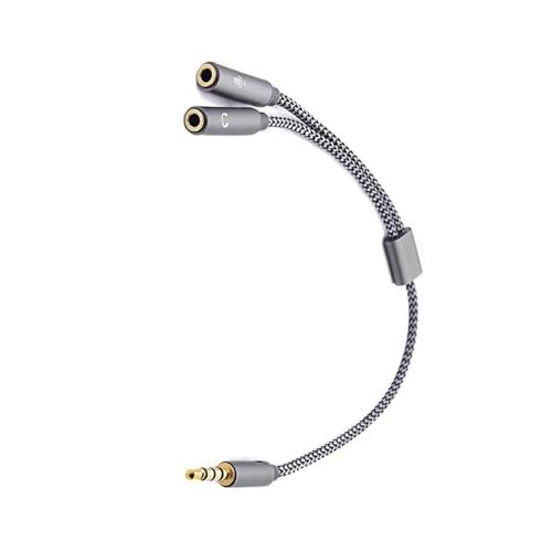 3.5mm Sound Adapter Y Splitter 3.5mm Cable Headsets 2 Female To 1 Male For Laptop Phone Earphone Headphone Microphone - color: Grey