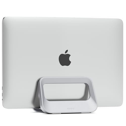 Vertical Laptop Stand for Desk,Plastics Laptop Holder Dock with Silicone Protection,Compatible with All MacBook/Surface/Samsung/HP/Dell/Chrome Book (Gray) - color: Gray