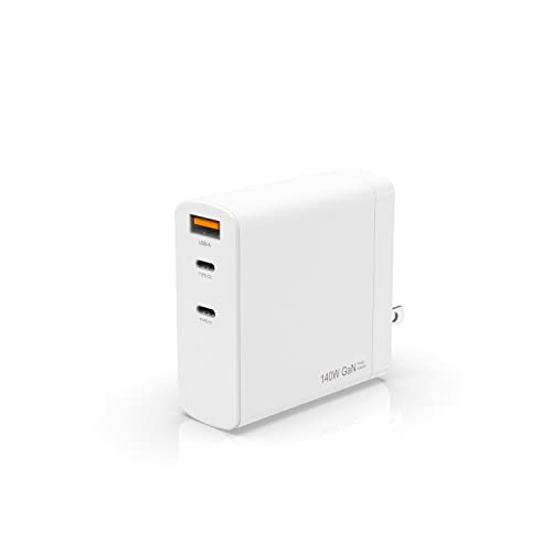 Superer 140W GaN USB C Fast 3-Port Charger Fit for MacBook, Google Pixel, Fit for iPhone 17/16/15 Series, iPad Pro/10th /Air 4th 5th and More Type C Devices, Foldable Wall Plug UL Listed Charging