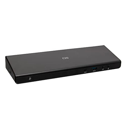 C2G USB-C Docking Station 12-in-1 Triple Display with HDMI, DisplayPort, Ethernet, USB, 3.5mm Audio and Power Delivery up to 85W - 4K 30Hz (TAA Compliant), Black