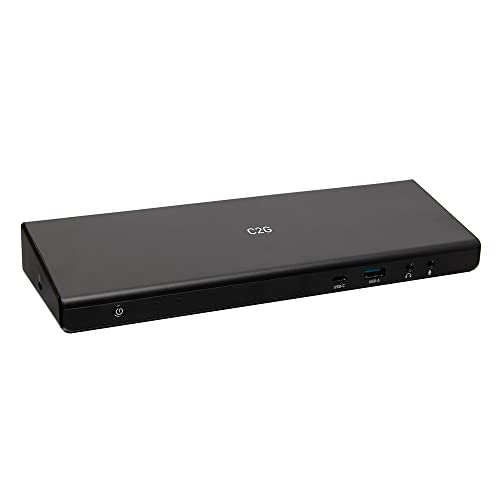 C2G USB-C Docking Station 12-in-1 Triple Display with HDMI, DisplayPort, Ethernet, USB, 3.5mm Audio and Power Delivery up to 85W - 4K 30Hz (TAA Compliant), Black