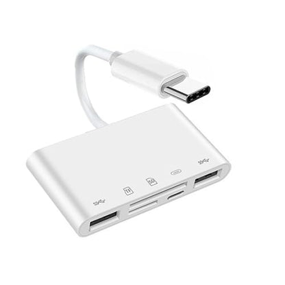 Cablecc USB-C USB 2.0 Type C to TF Micro SD SDXC Dual USB3.0 Female 5 in 1 Card Reader PD 27W Adapter for Laptop Tablet Phone - style: USB-Cto SD+TF+2USB+PD