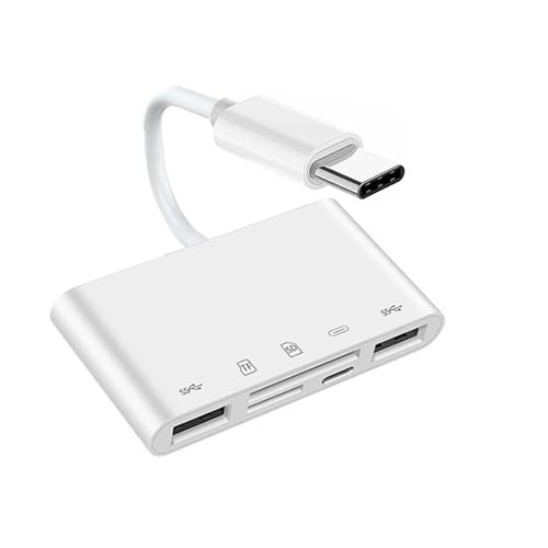 Cablecc USB-C USB 2.0 Type C to TF Micro SD SDXC Dual USB3.0 Female 5 in 1 Card Reader PD 27W Adapter for Laptop Tablet Phone - style: USB-Cto SD+TF+2USB+PD